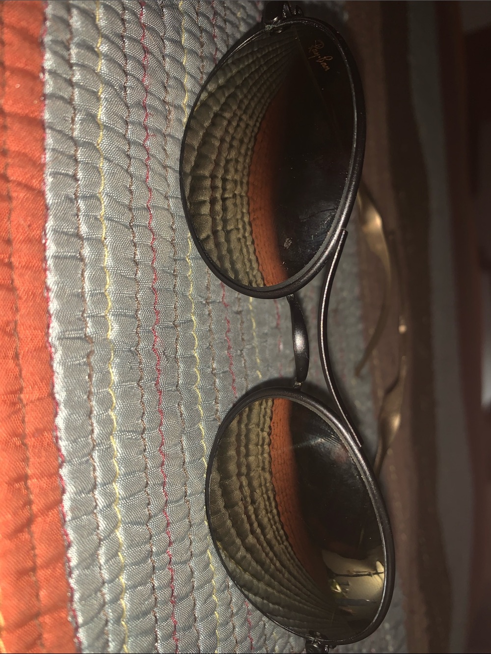 Ray Ban Round Metal Frame Sunglasses in Black with Gold Temples